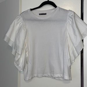 Zara white tshirt with sleeves